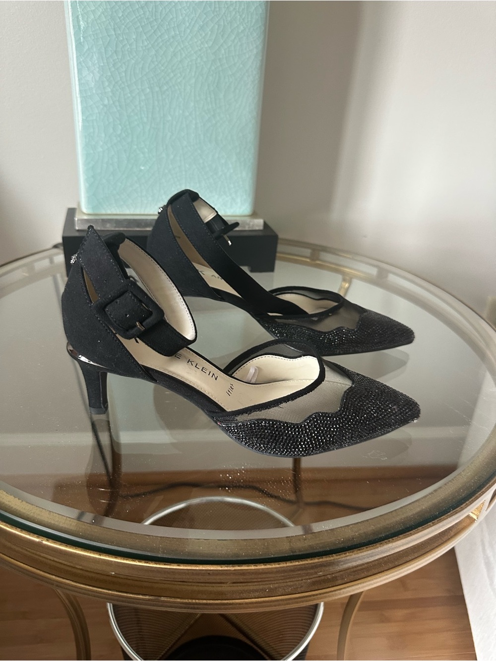 Anne Klein, 2in heel, suede, buckles around the ankle! Brand New!
